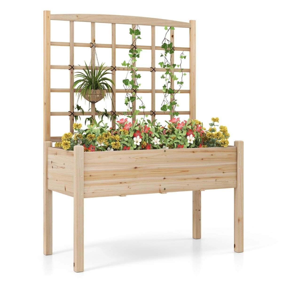 Hevet hageseng med espalier – Tre, 119x60x160 cm