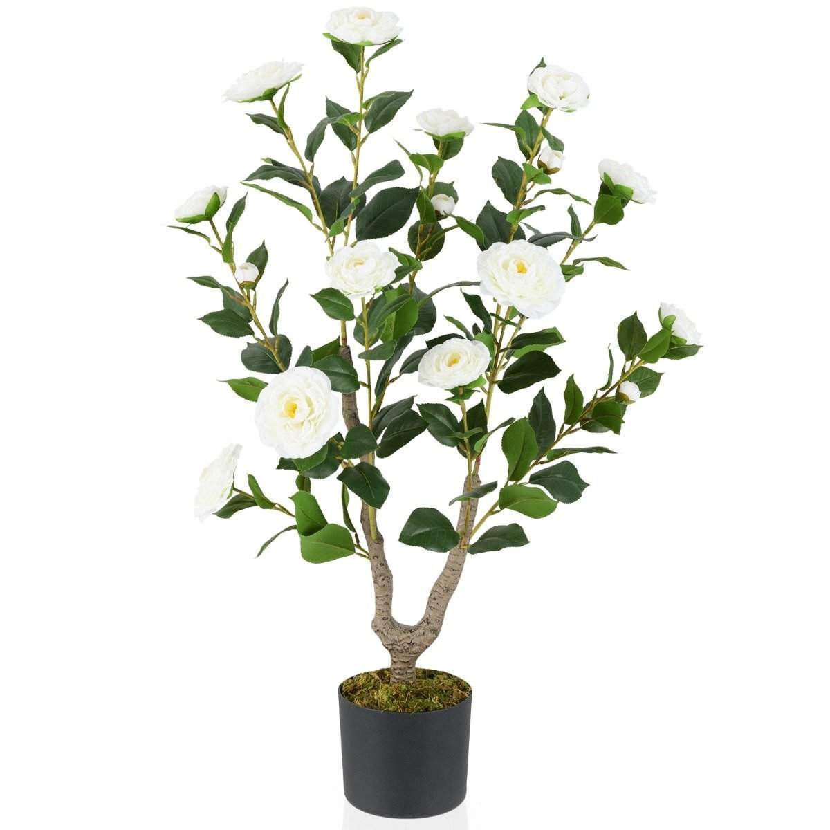 Kunstig kameliatre, 90 cm – Realistiske blomster og blader