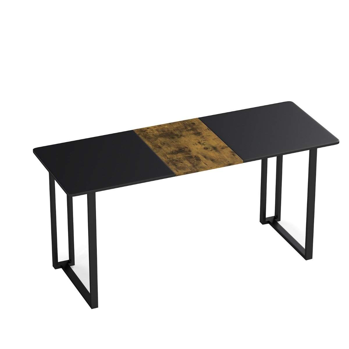 Stort skrivebord med metallramme – 160x60 cm, brun