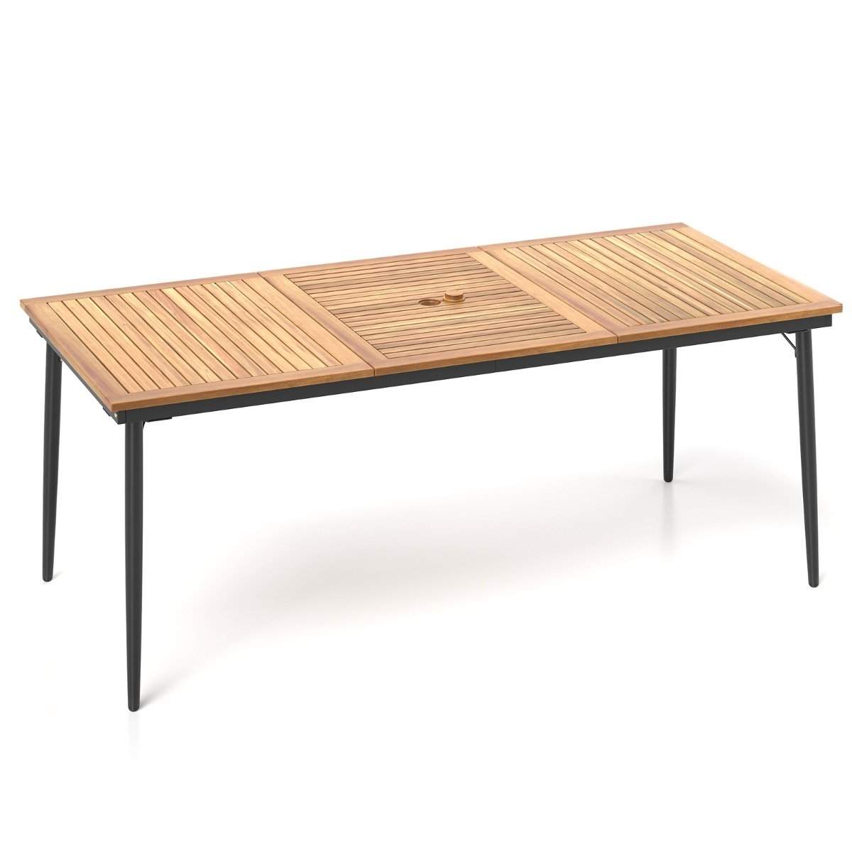 Terrassebord i akasietre for 8 med paraplyhull
