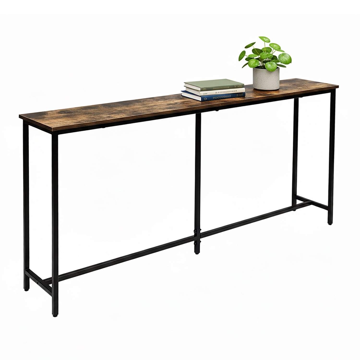Industrielt konsollbord – 160 cm, treeffekt, metallramme