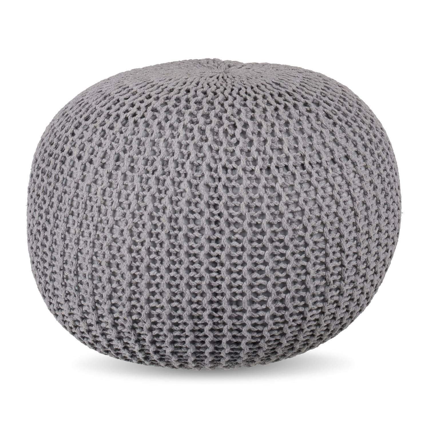 Strikket puff – Rund, bohemsk design, komfortable sitteplasser