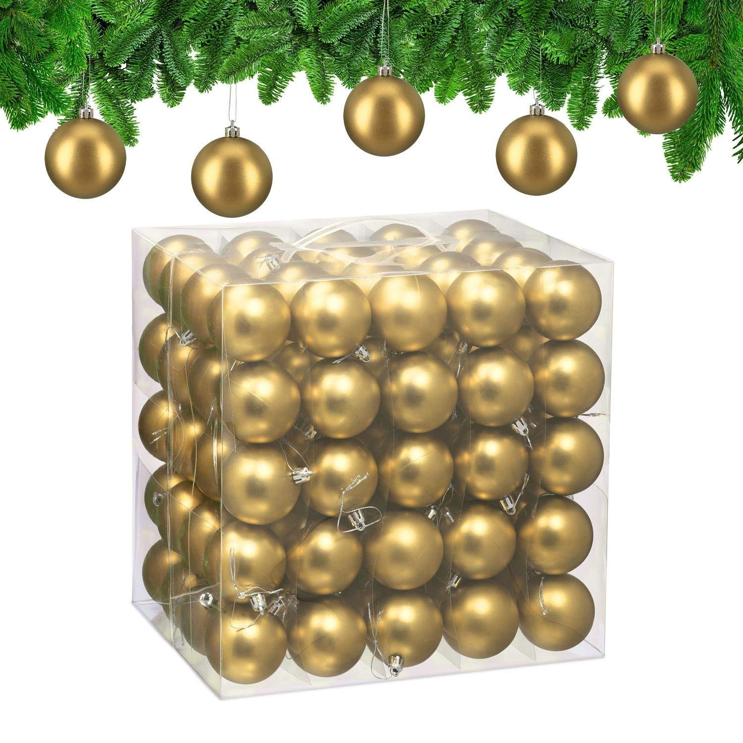 Sett med matte julekuler – 100 dekorative ornamenter