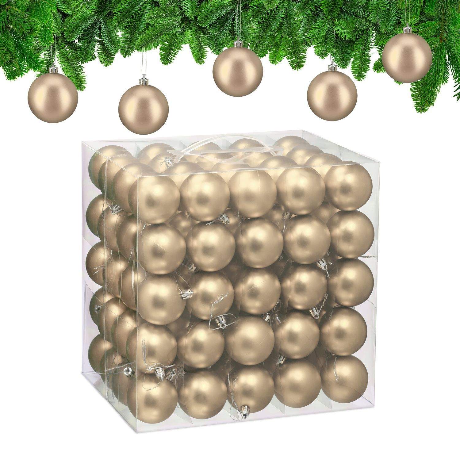 Sett med matte julekuler – 100 dekorative ornamenter