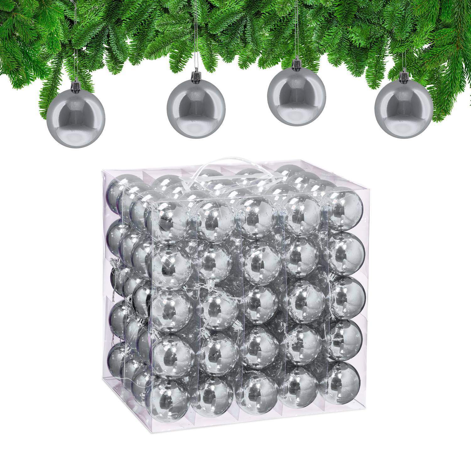 Sett med skinnende julekuler – 100 blanke ornamenter