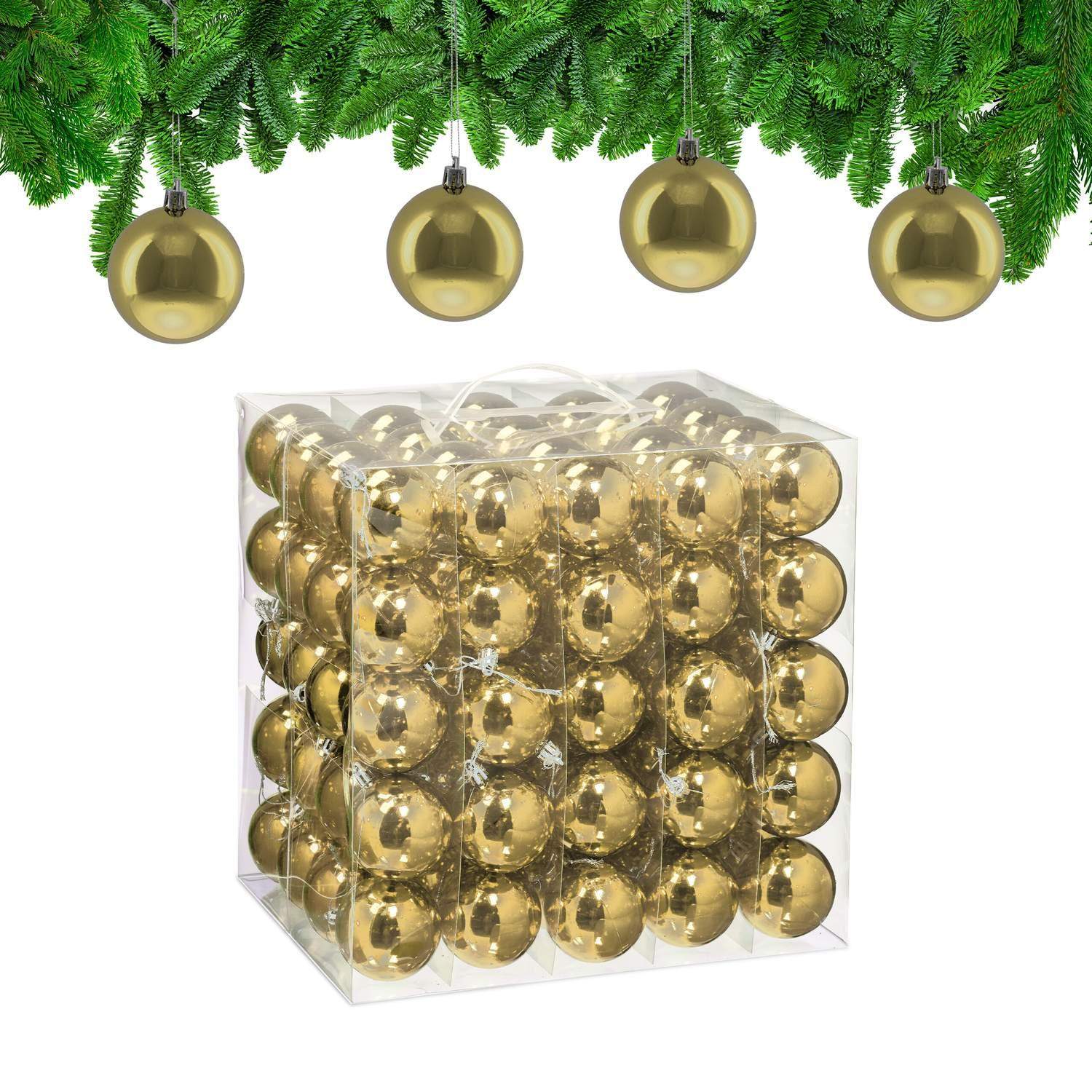 Sett med skinnende julekuler – 100 blanke ornamenter