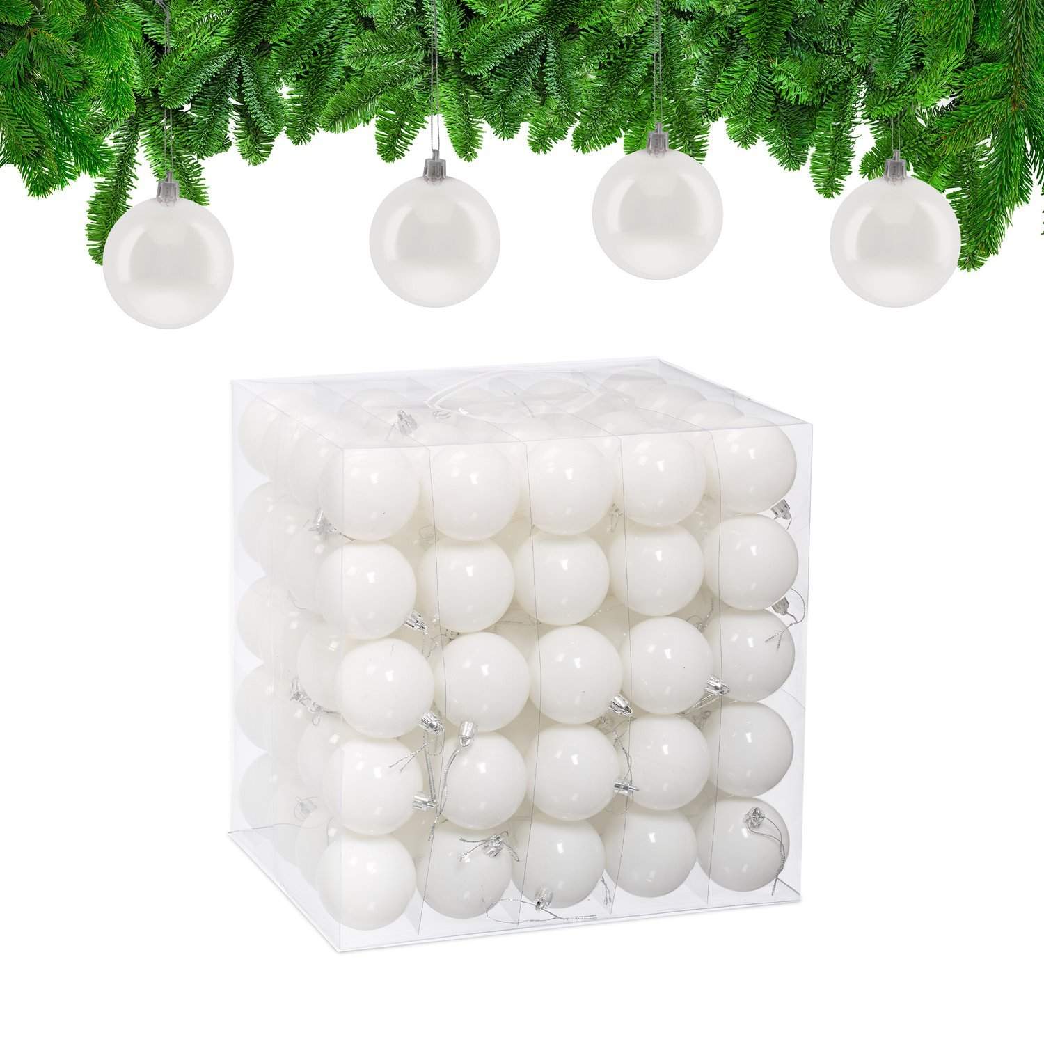 Sett med skinnende julekuler – 100 blanke ornamenter