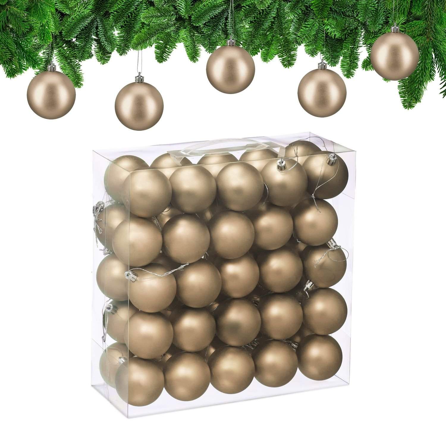 Sett med matte julekuler – 50 dekorative ornamenter