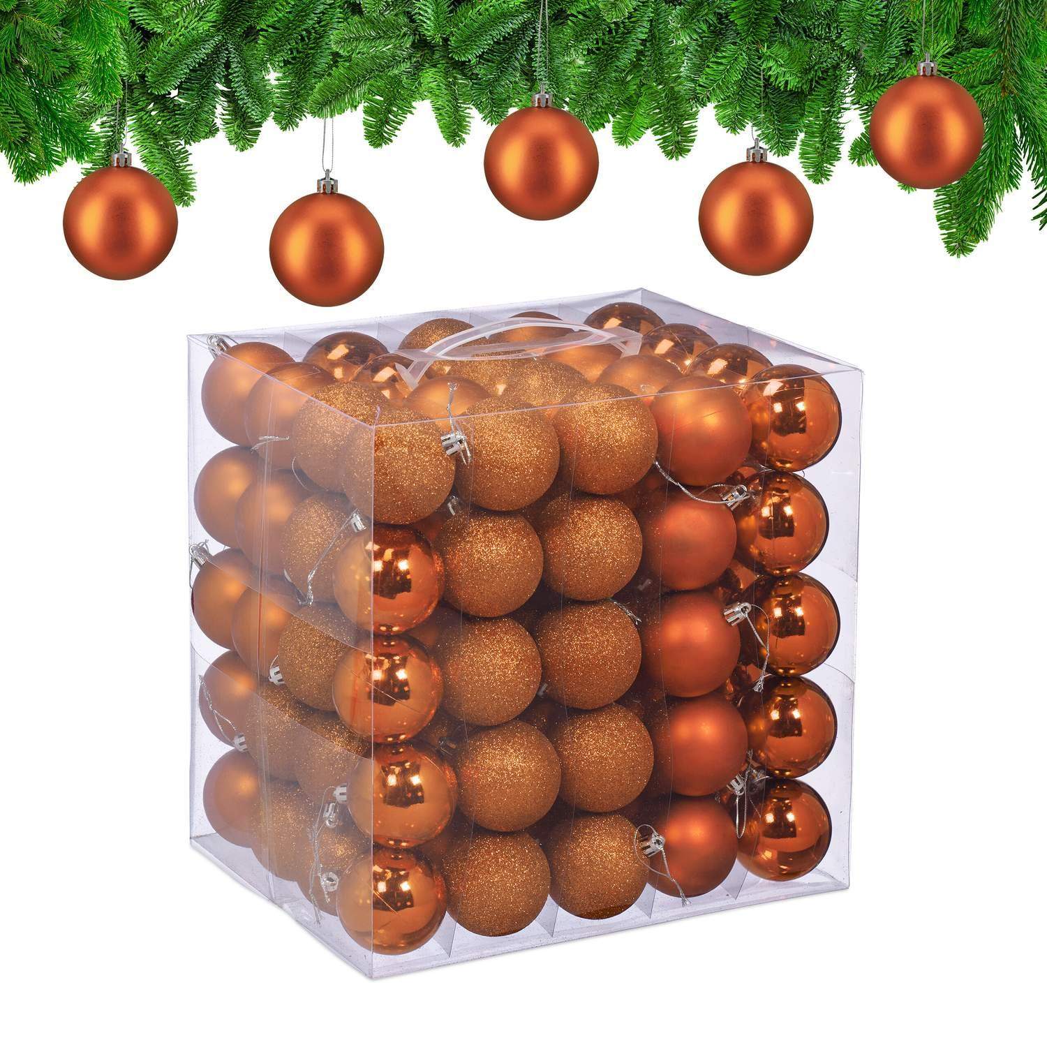 Juletrekugler sett – 100 matte, glitter, blanke