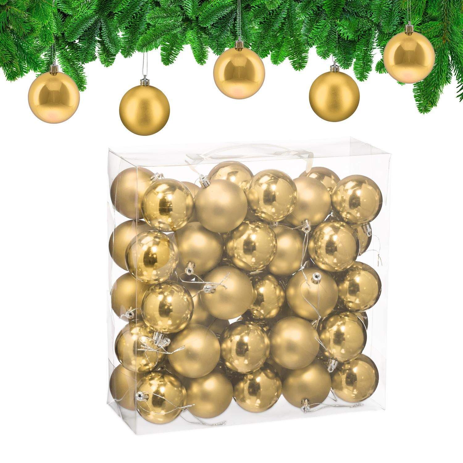 Sett med juletrekugler – matt og blank finish, 50 stykker