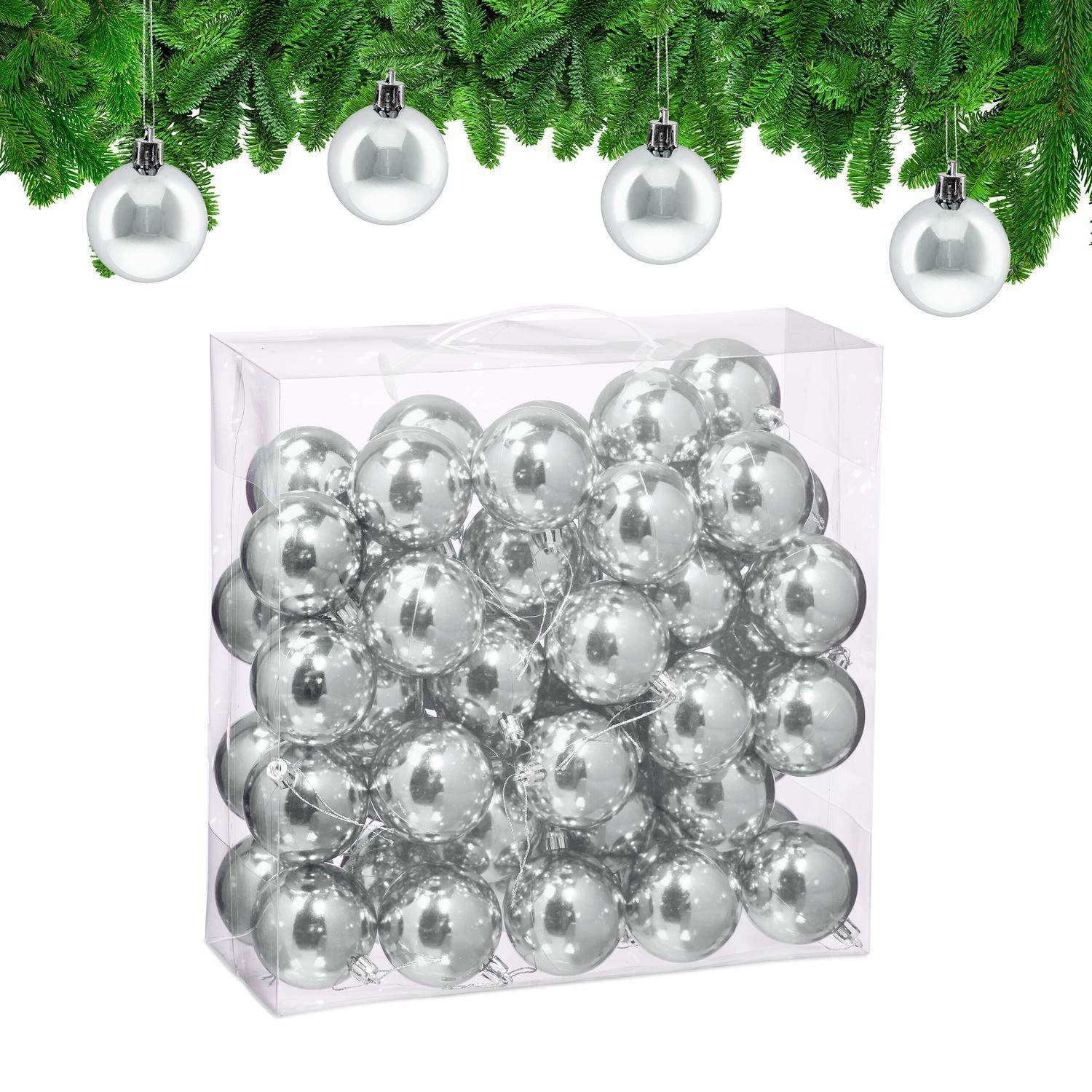 Sett med skinnende julekuler – 50 stykker, blank finish
