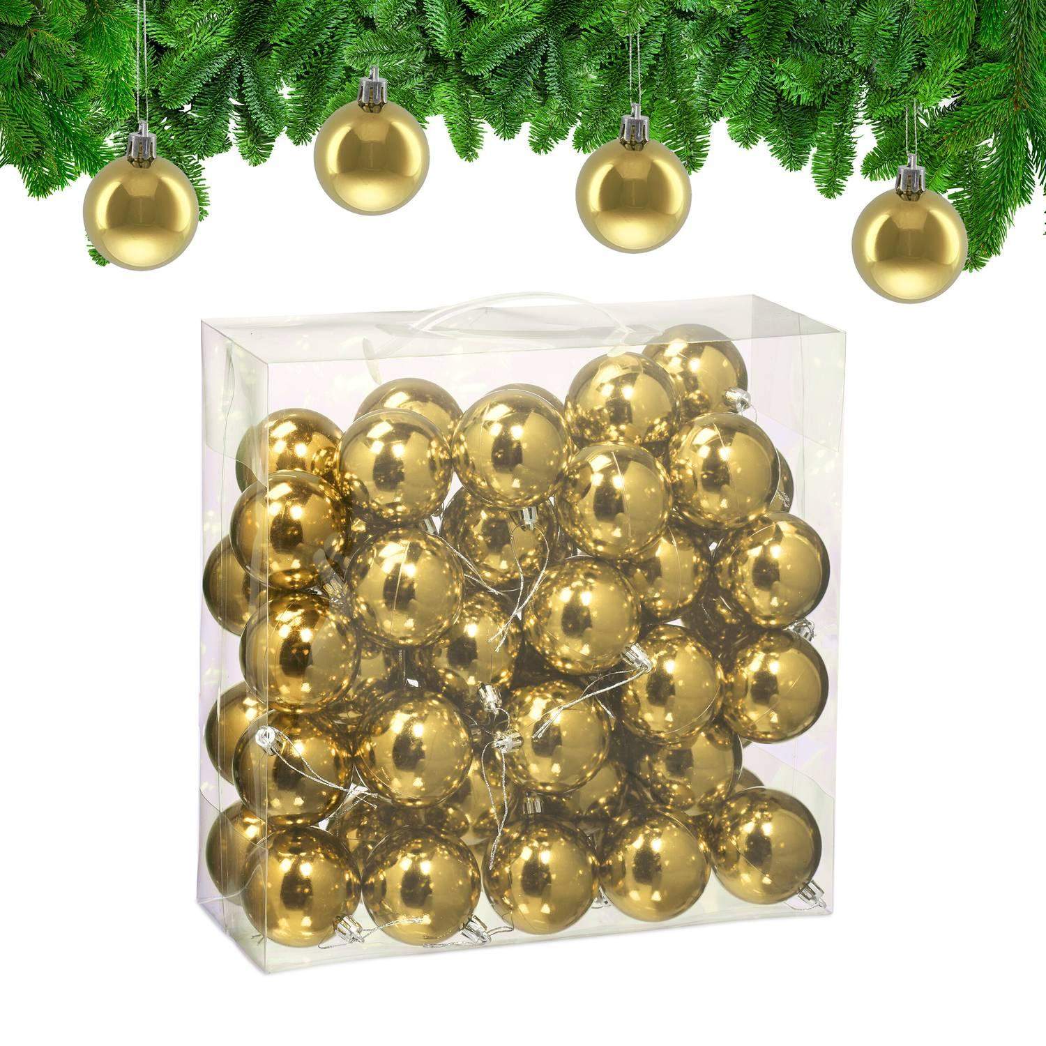 Sett med skinnende julekuler – 50 blanke ornamenter