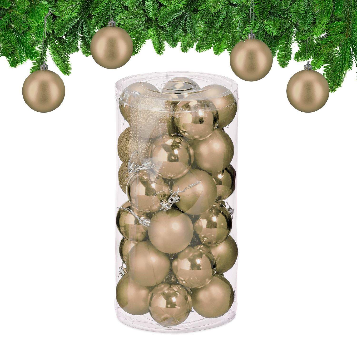 Sett med juletrekugler – 30 dekorative ornamenter