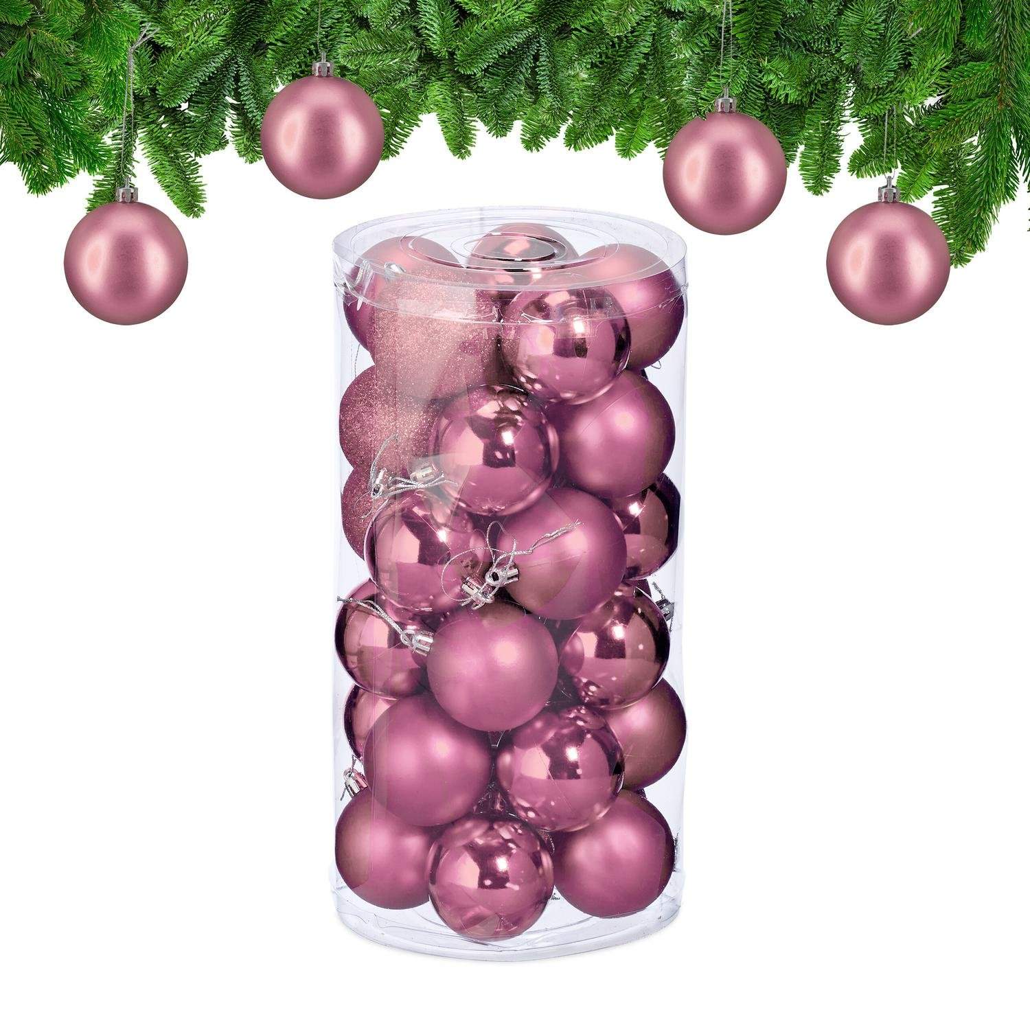 Sett med juletrekugler – 30 dekorative ornamenter