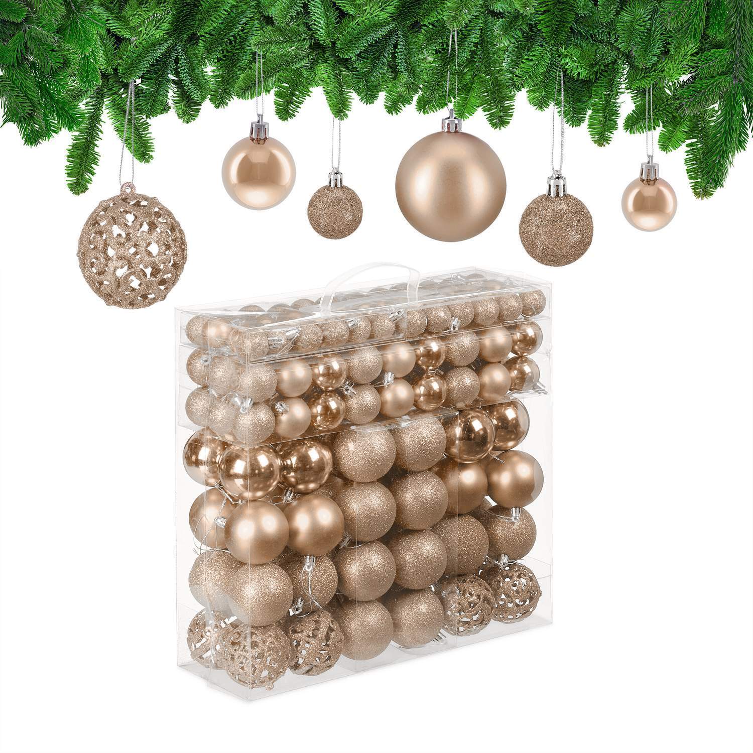 Julekulesett – 150 stykker, blandet finish