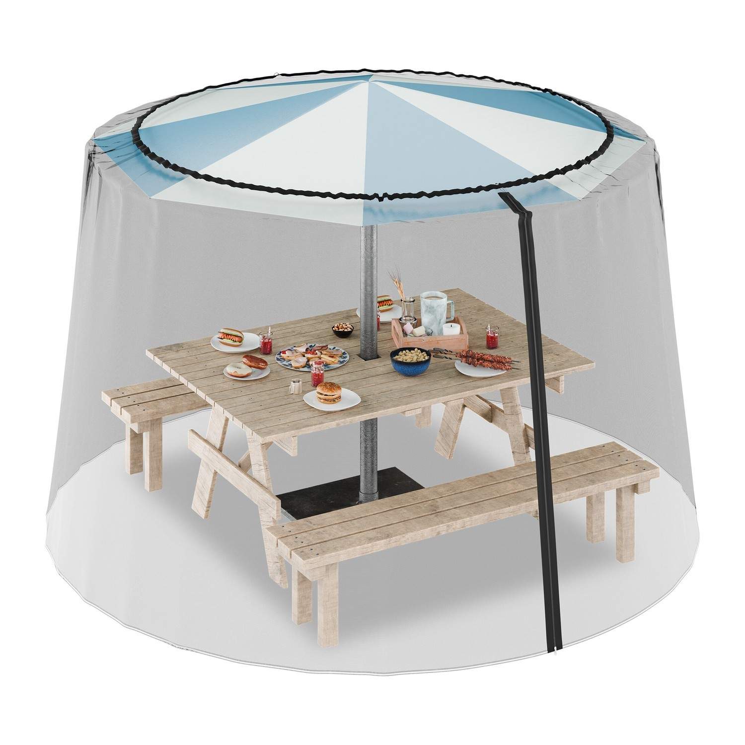 Myggnett for parasoller – Justerbart polyesternett