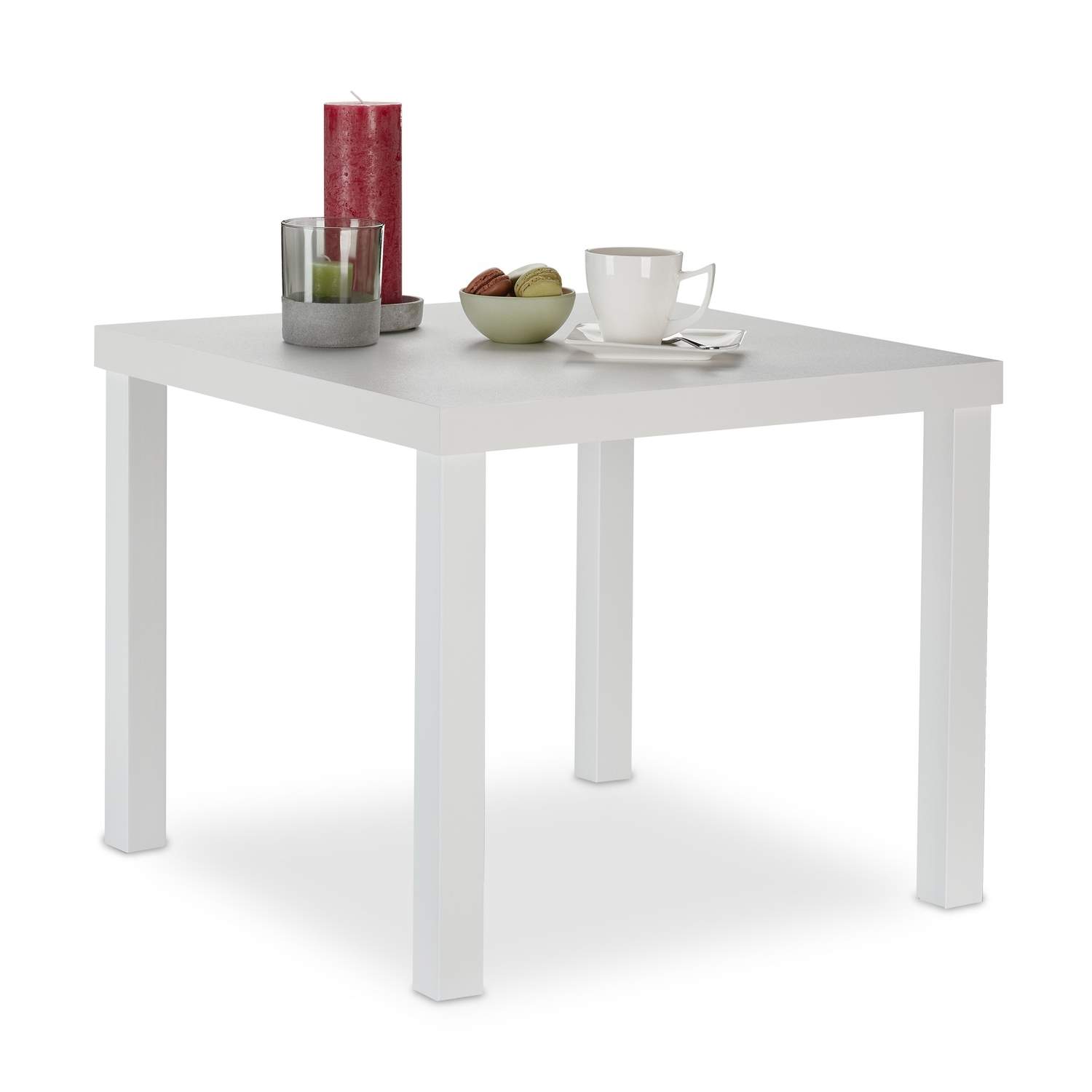 Hvitt firkantet sidebord – moderne design, allsidig bruk