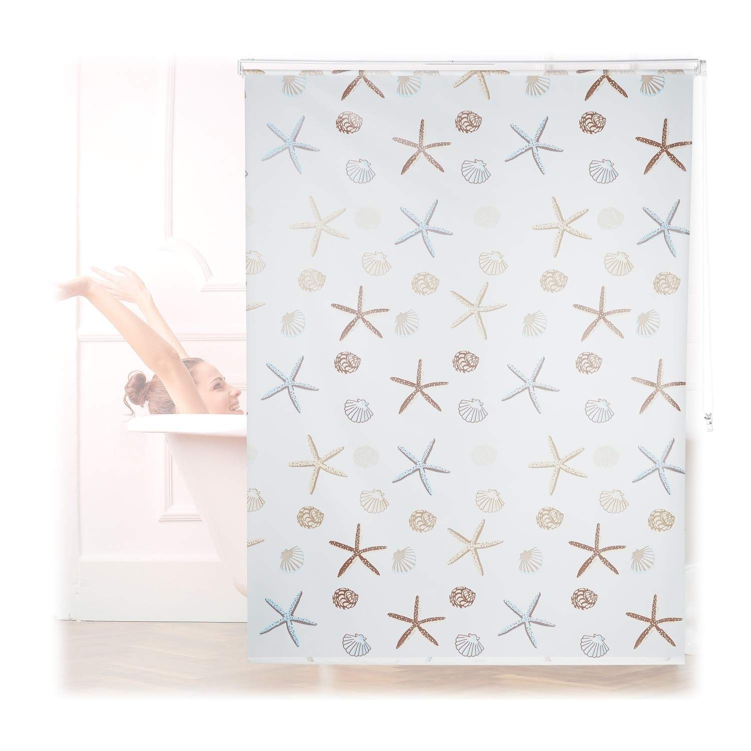 Ocean Print dusjrullgardin – vannavvisende, med ledning