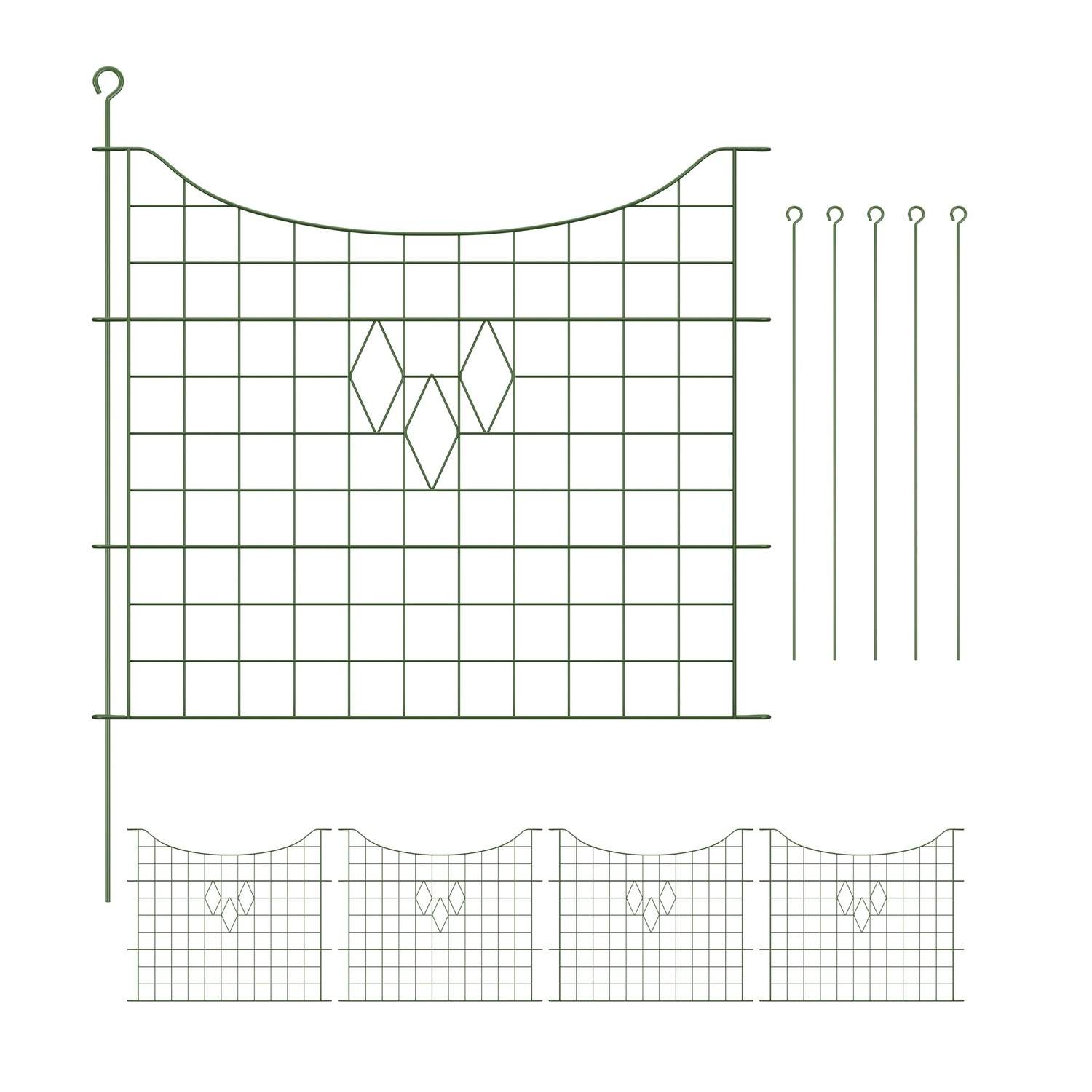Hagegjerde i metall – 5 paneler, dekorativ design