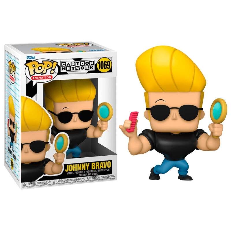 Johnny Bravo tegneseriefigur med speil og kamtilbehør