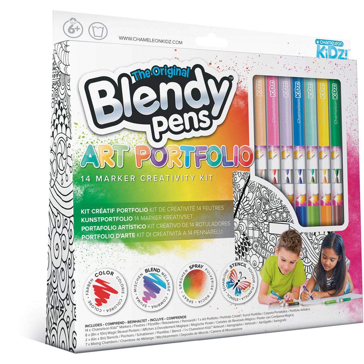 Blendy Pens Art Portfolio Set med 14 markører for kreative prosjekter