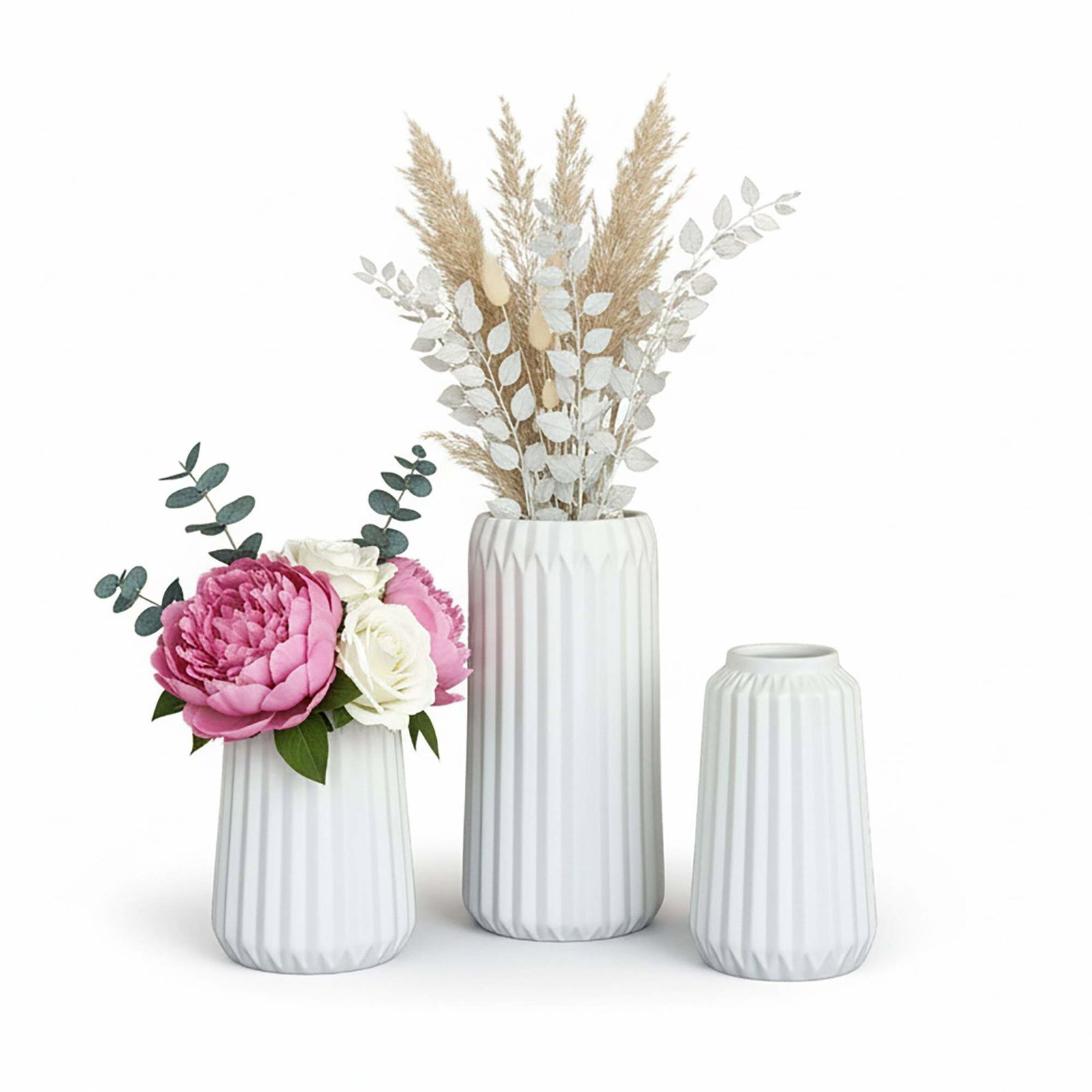 Keramisk vasesett – 3 størrelser, minimalistisk design