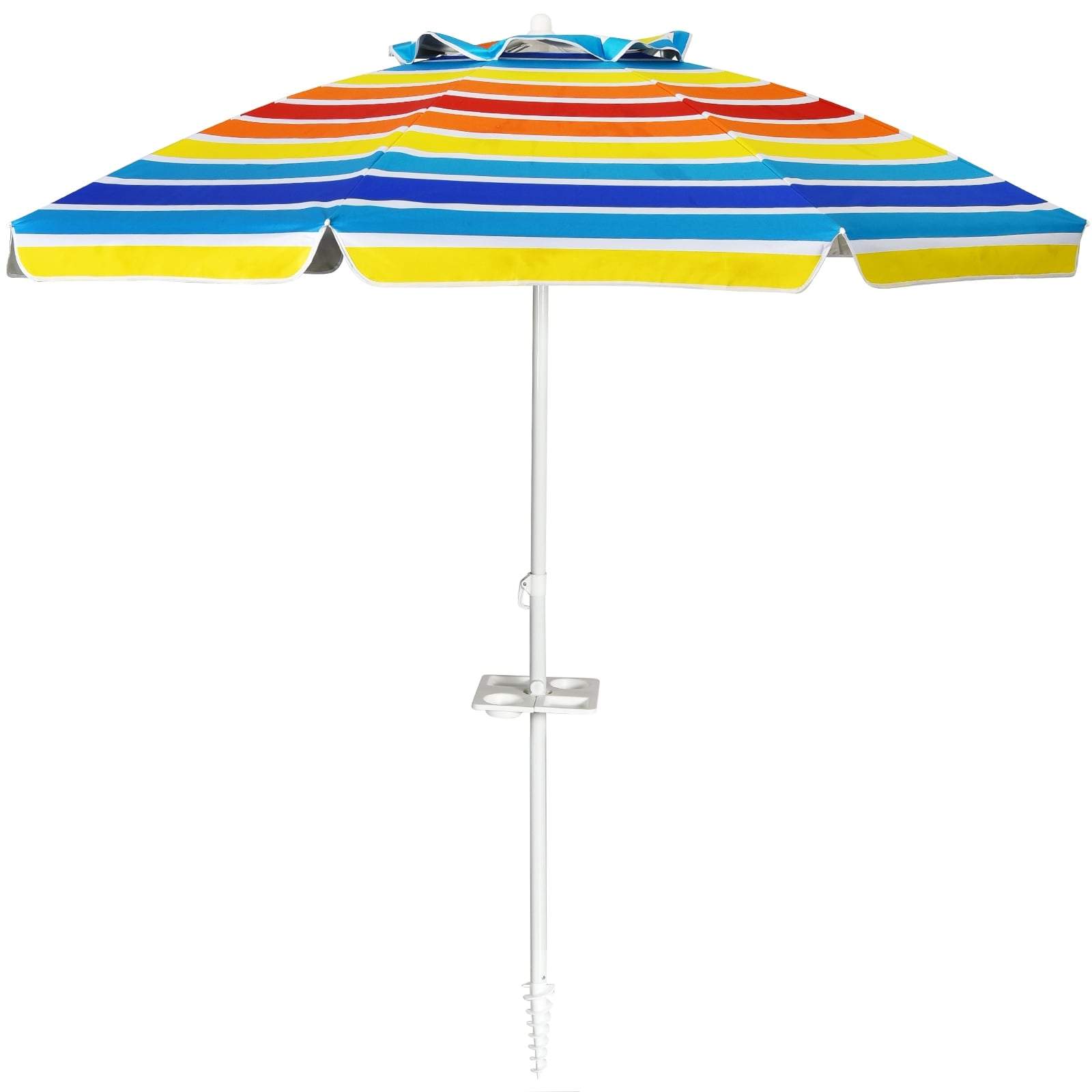 Strandparasoll 2,2 m UPF50+ med koppholder og vippefunksjon