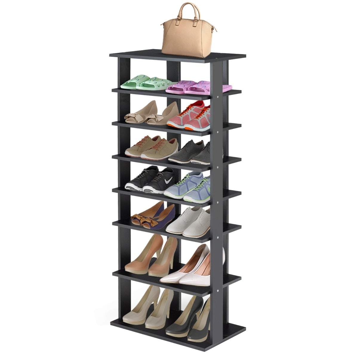 7-etasjes vertikal skohylle – MDF, vannavstøtende, 110,5 cm