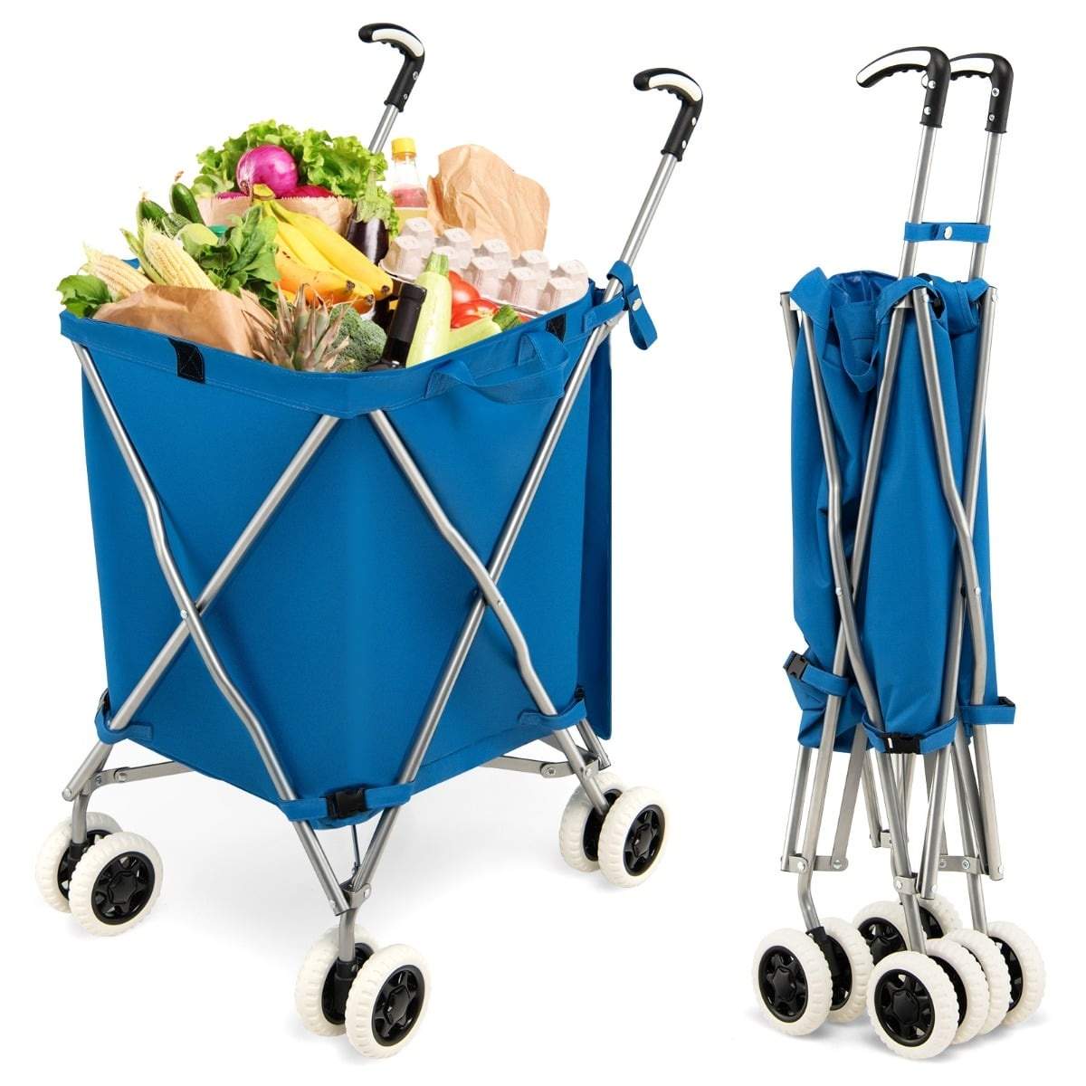 Sammenleggbar handlevogn med hjul – 90L, vanntett fôr