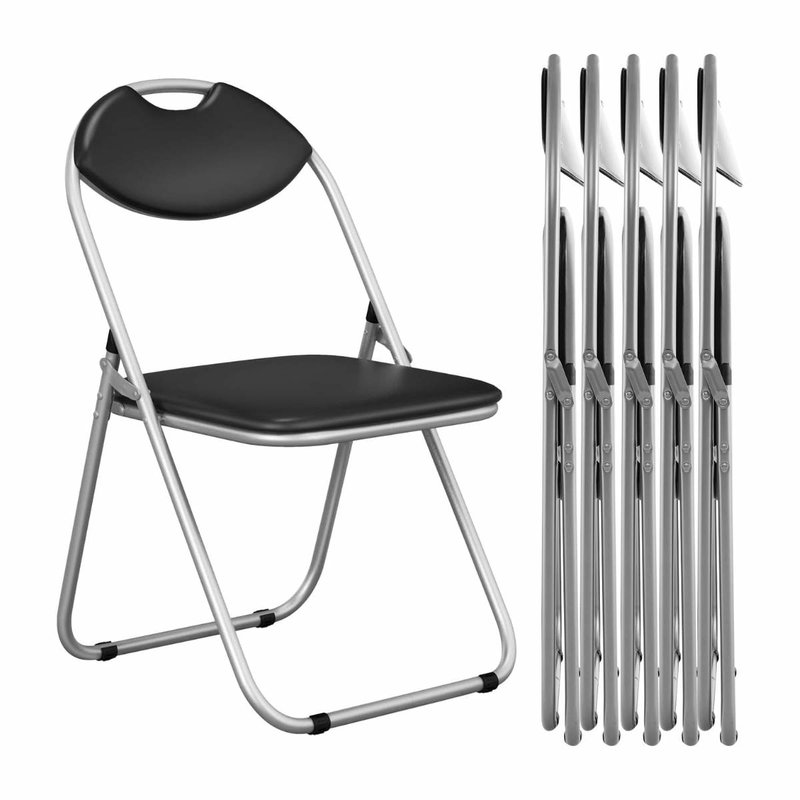 Sammenleggbare stoler, sett med 6 – polstrede seter, metallramme, s...