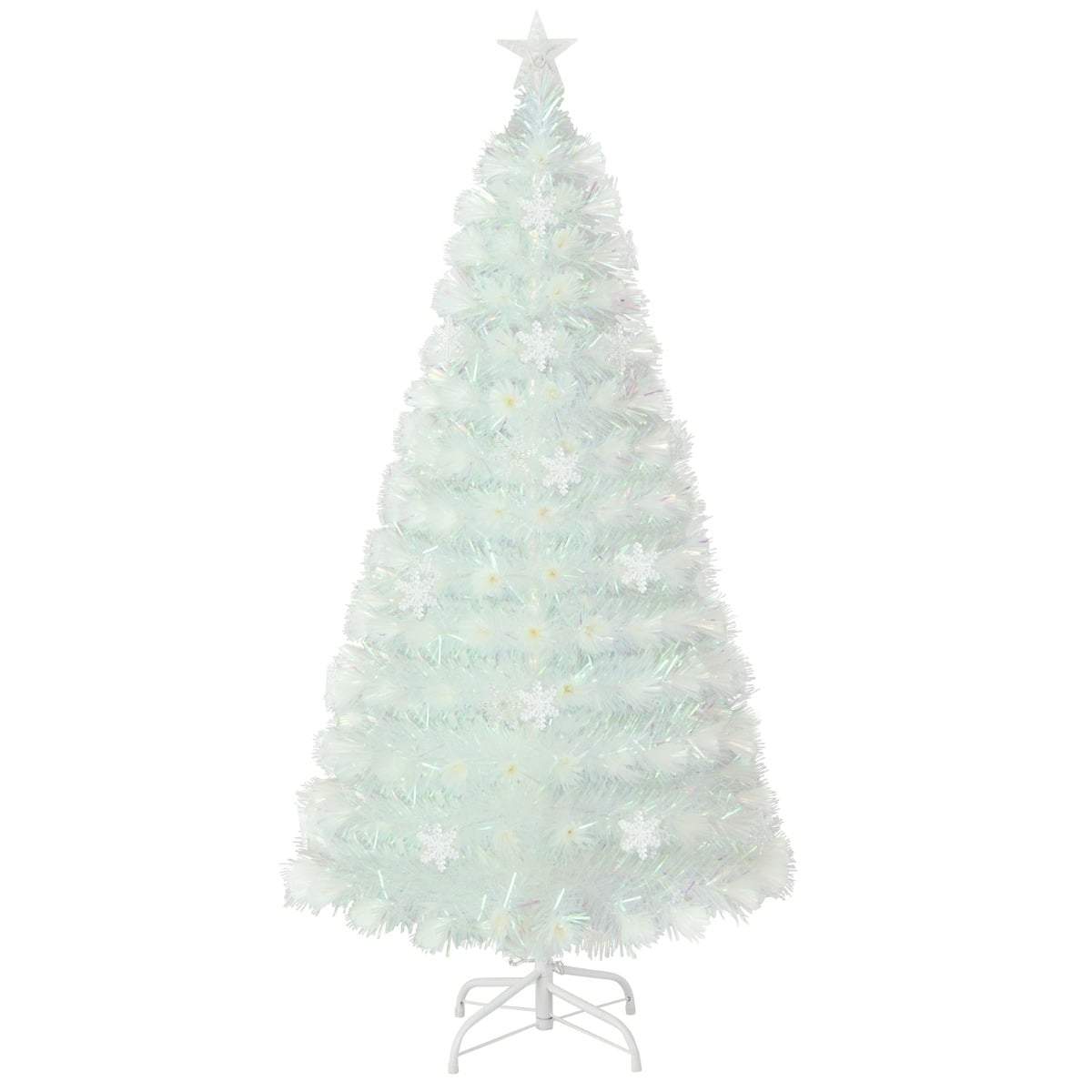 120 cm hvitt fiberoptisk juletre med LED-lys