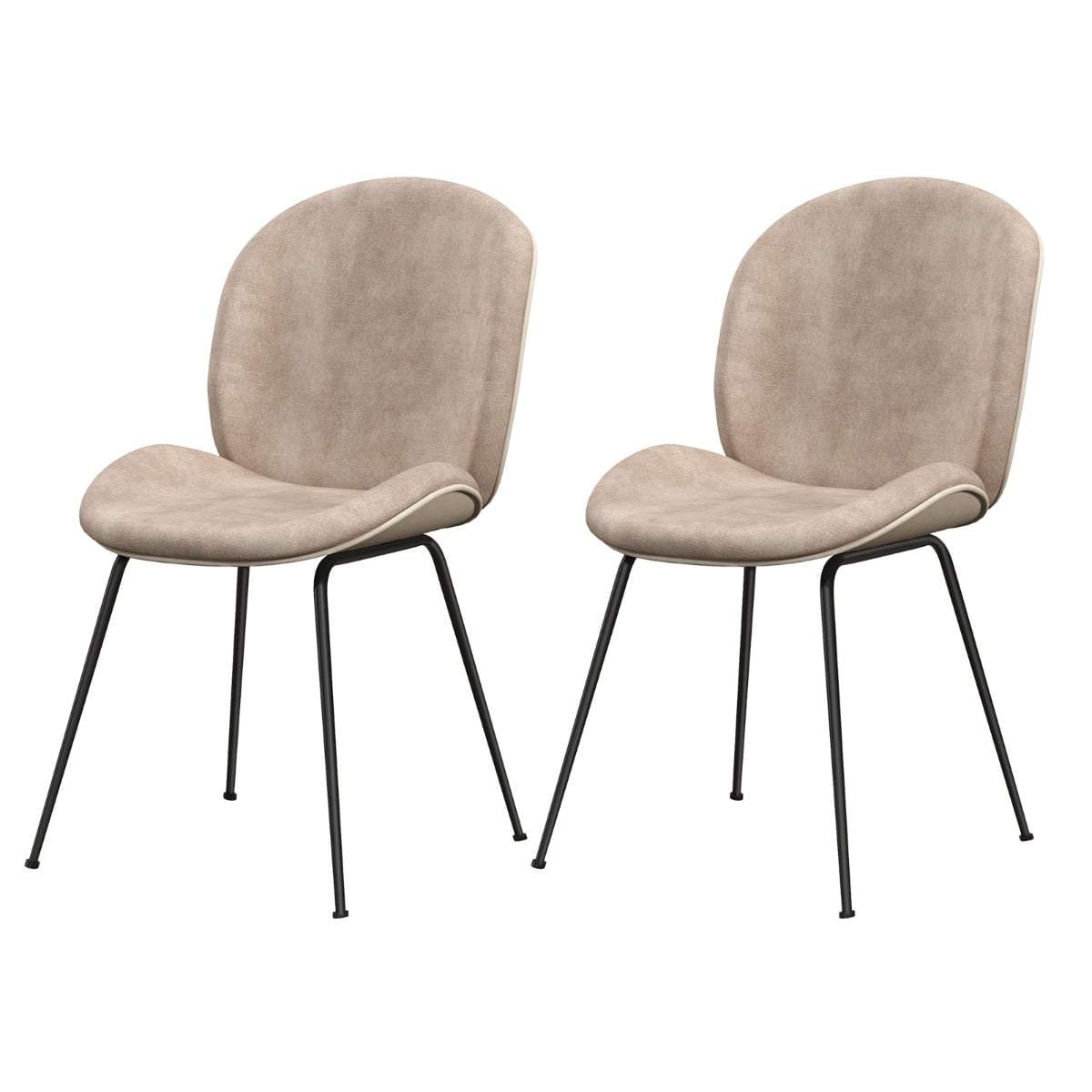 Spisestoler sett med 2 – fløyel, ergonomisk, metallramme