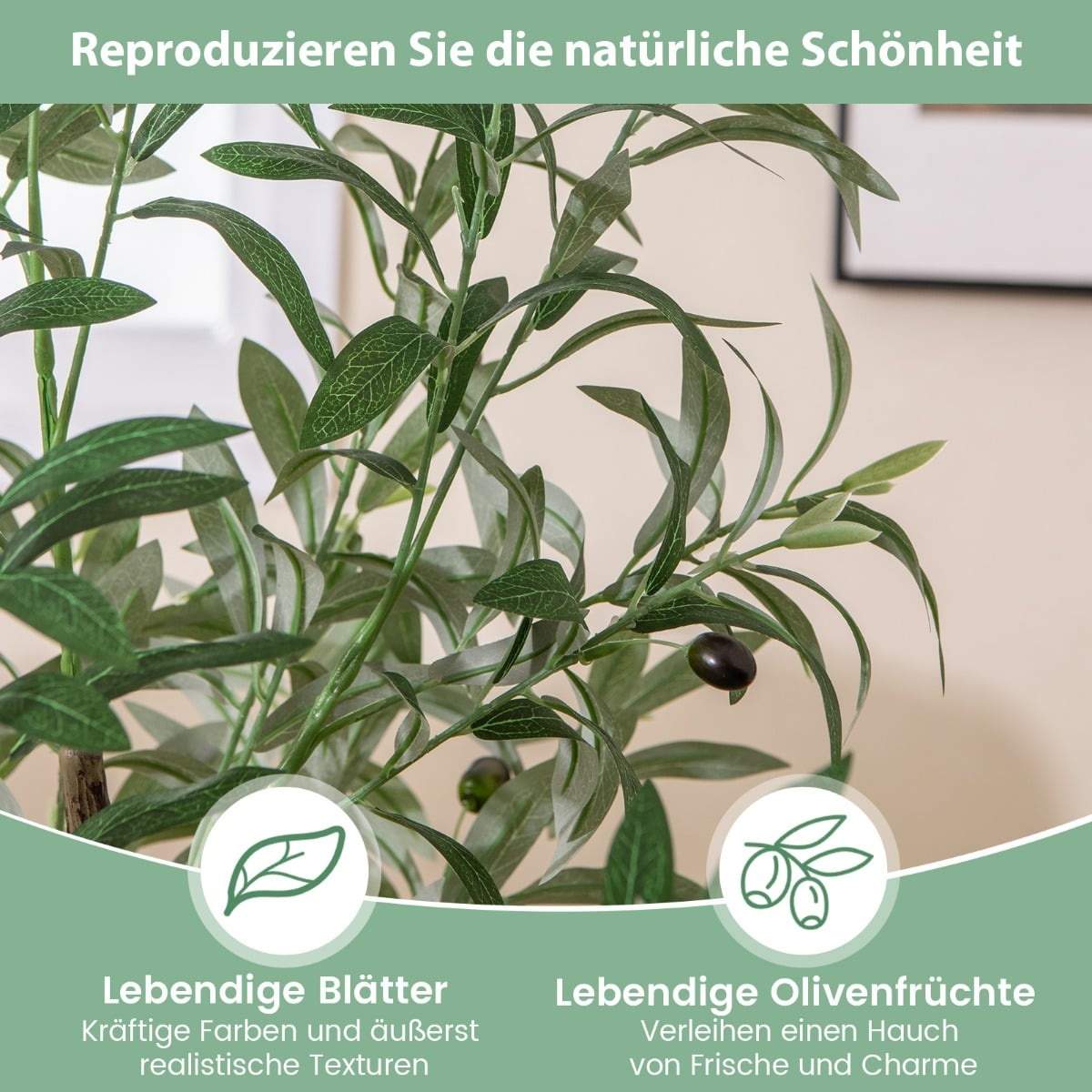 Kunstig oliventre, 130 cm – Realistisk og vedlikeholdsfritt
