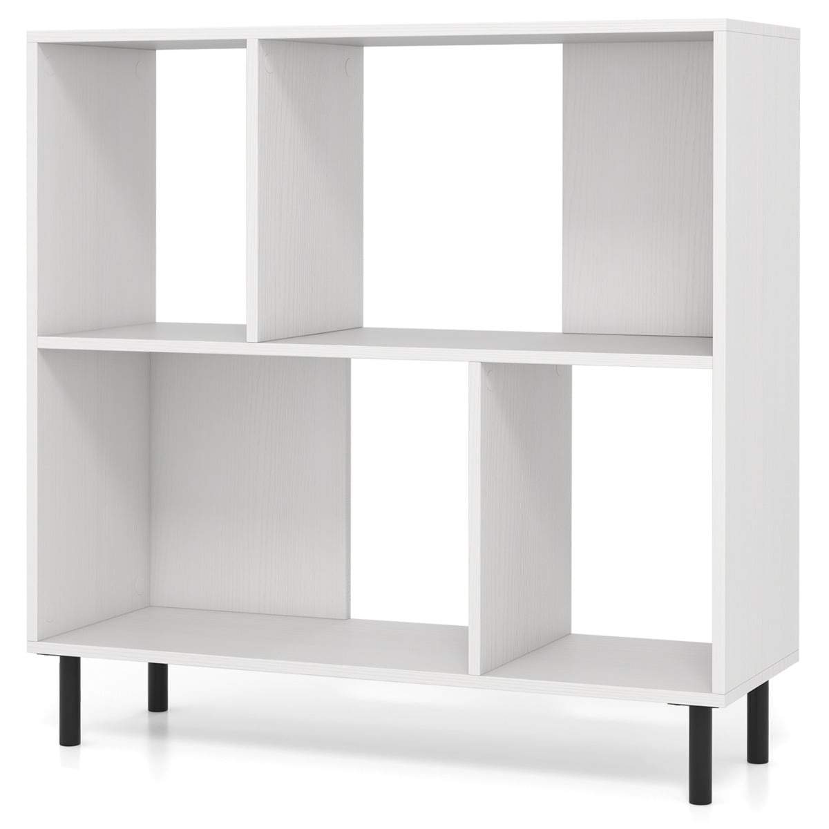 Bokhylle med 4 hyller og metallben – moderne hvit design