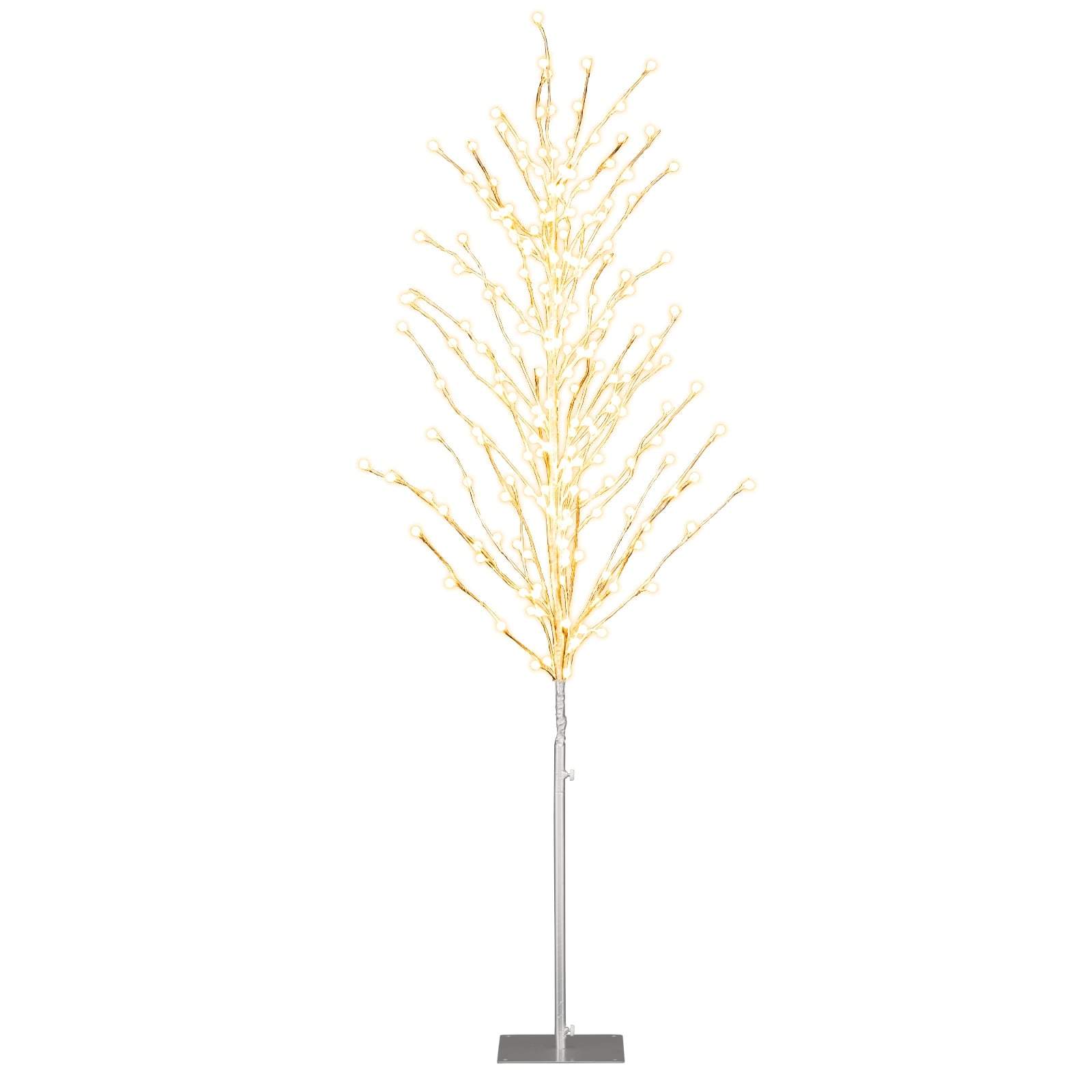 186 cm LED-bjørketre med varmt hvitt lys