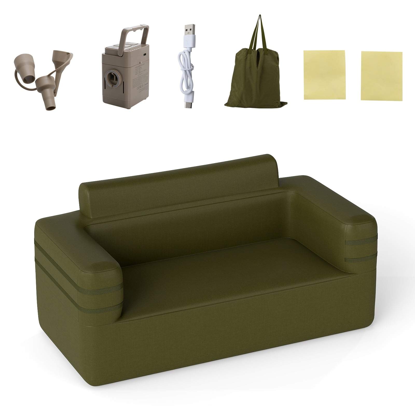 Oppblåsbar sofa med pumpe og oppbevaringspose – 2 personer