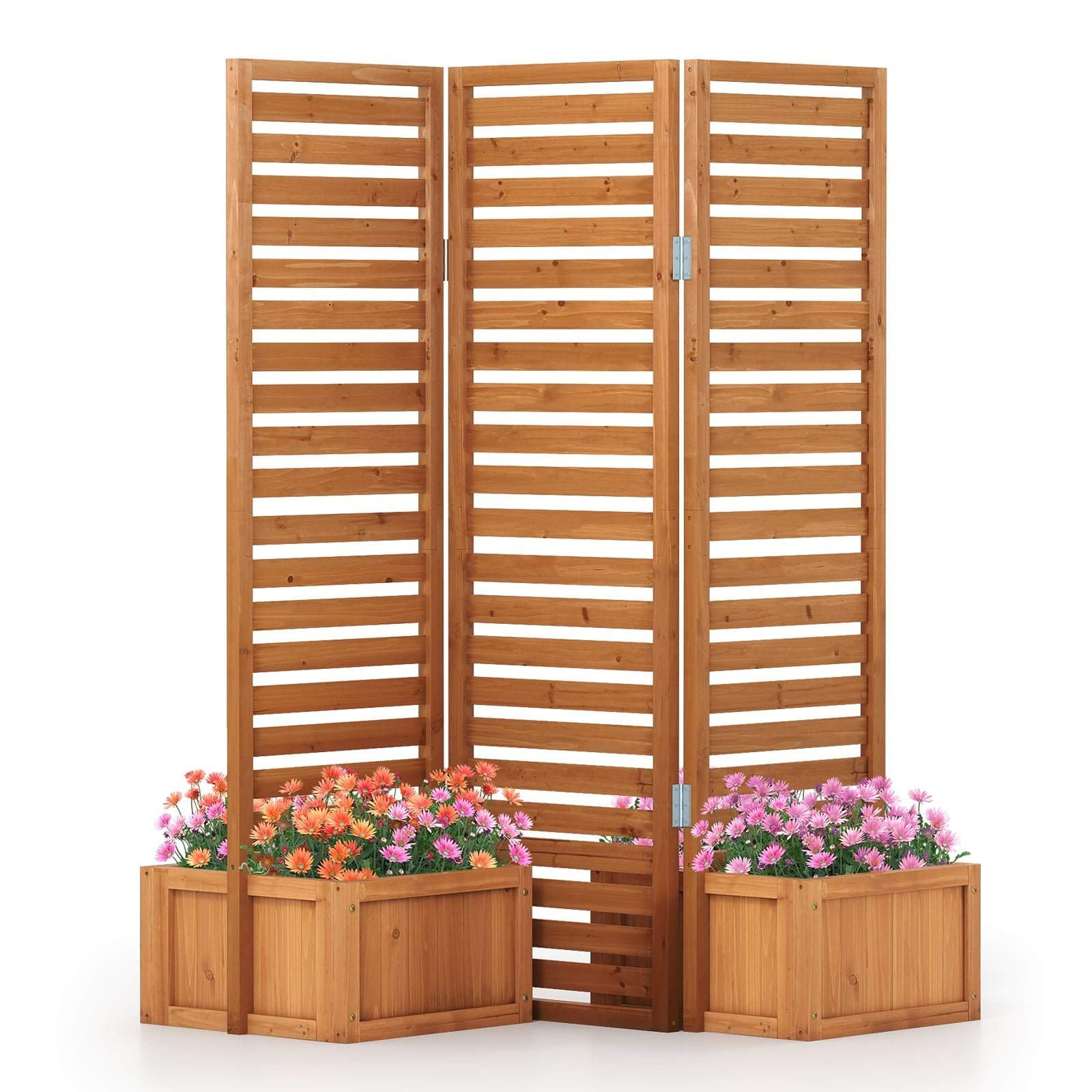 Utendørs plantekasse med skjerm – sammenleggbart espalier, 2 kasser