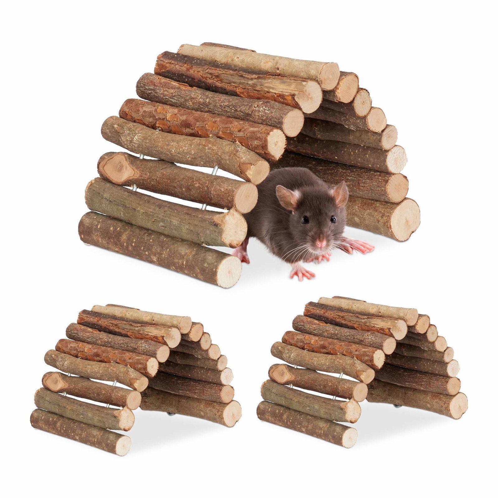Sett med 3 Rodent Bridge Wood 10 x 22 cm