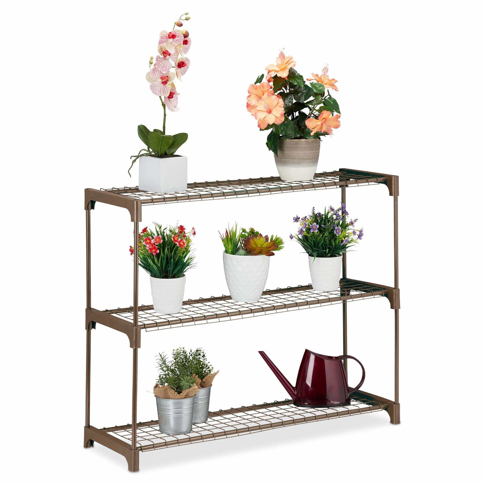 Blomsterstativ i brunt metall 3 plan