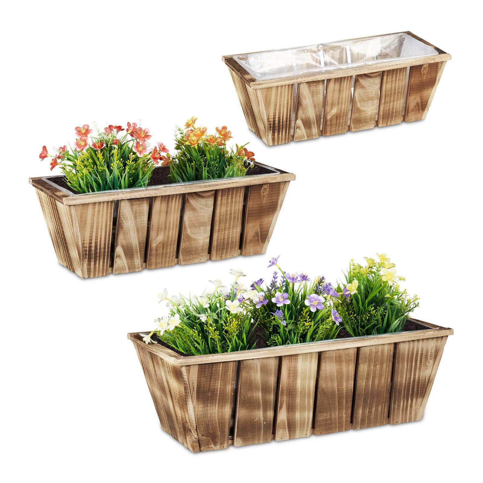 Blomsterkasse Tresett med 3