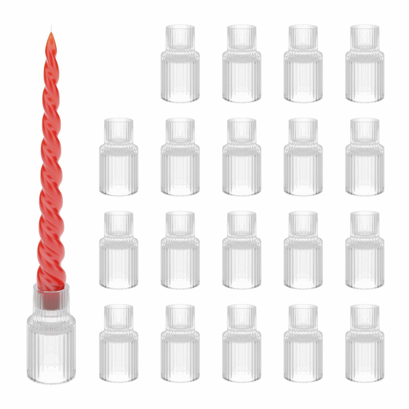 Lysestake i glass 20-pakning