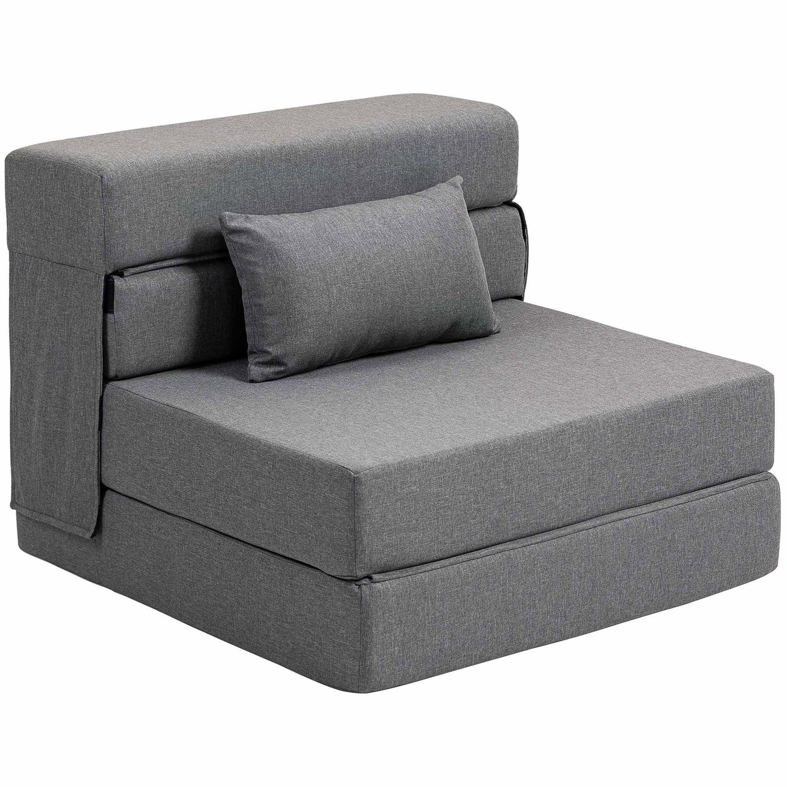 Konvertibel skumsovesofa – mørkegrå, linstoff