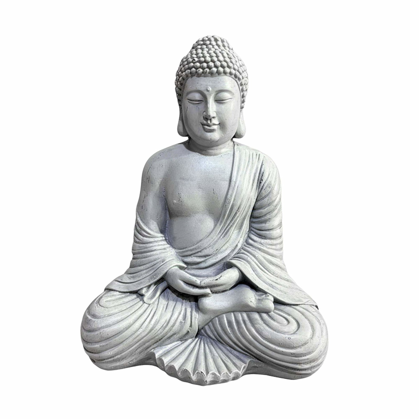 Buddhastatue 42 cm – Værbestandig ornament i steineffekt