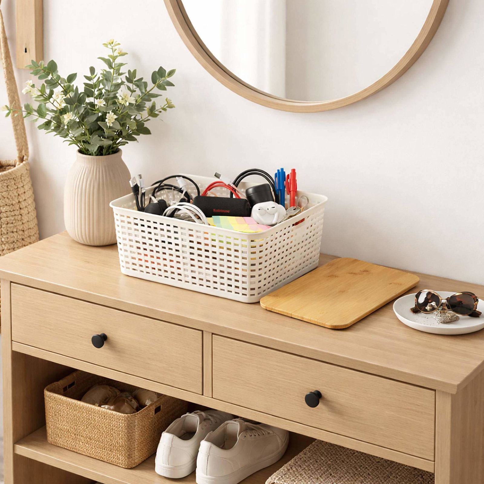 Stablebare oppbevaringskurver med bambuslokk – luftig design view 2