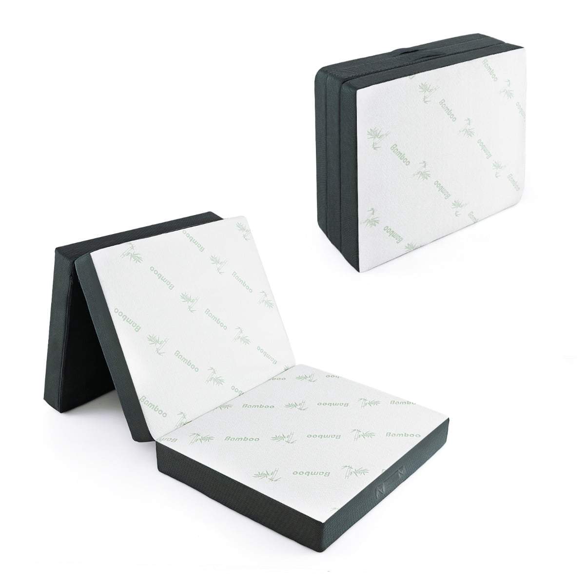 Sammenleggbar skummadrass – 10 cm tykk, bambusstoff, bærbar