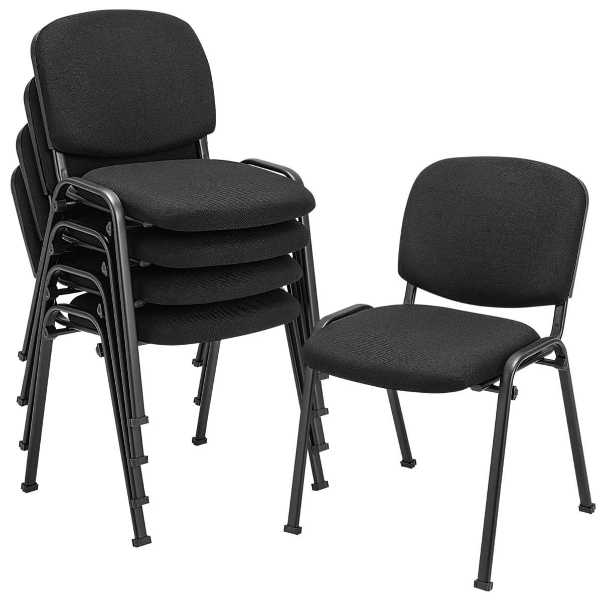 Stablebare konferansestoler, sett med 5 – svart, metallramme