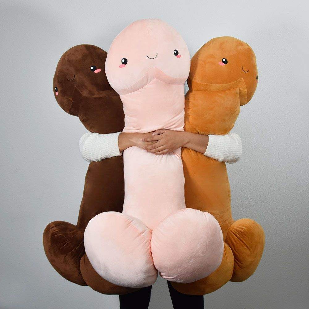 Plysj penis kroppspute – 100 cm, myk berøring