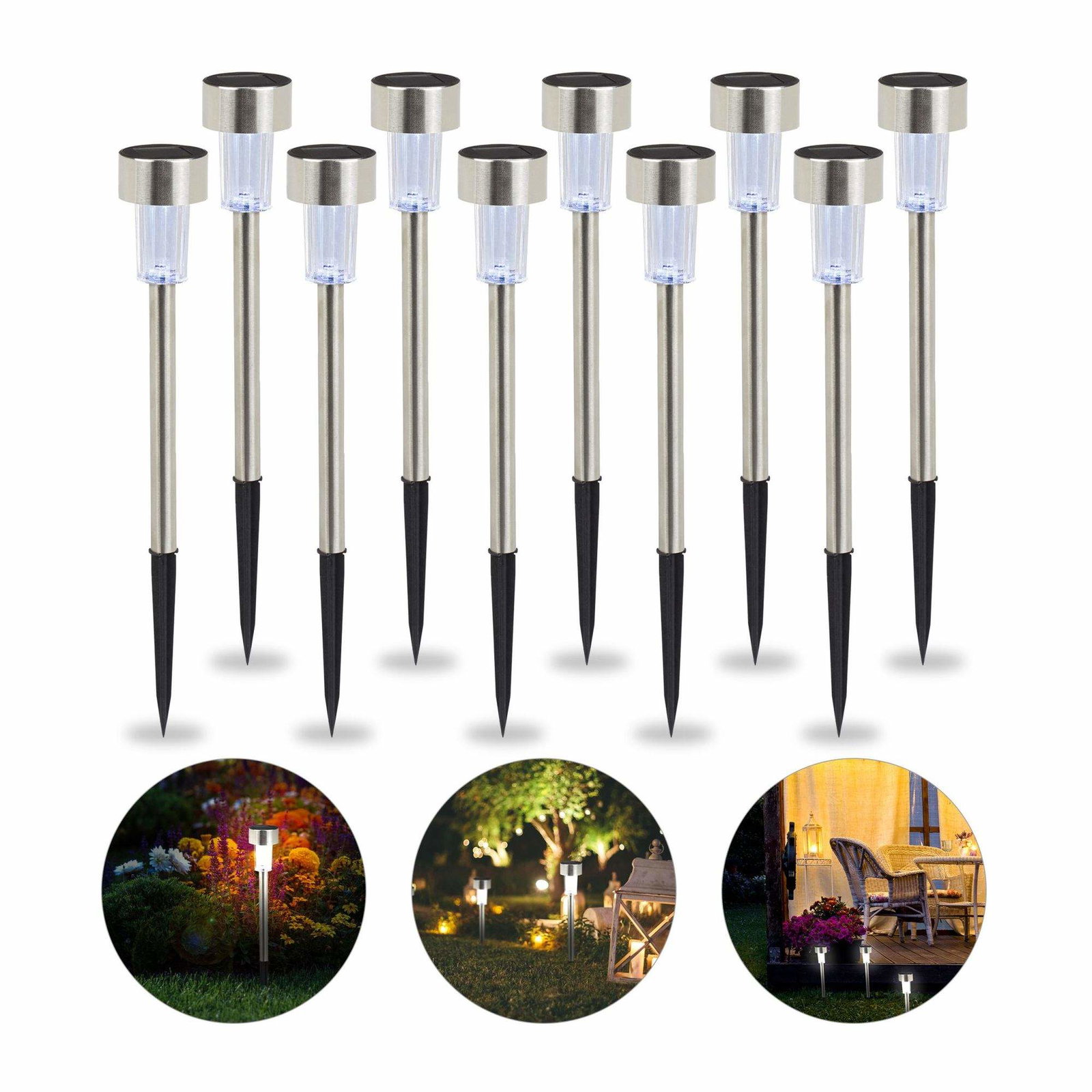 10-pakning med solcellelamper
