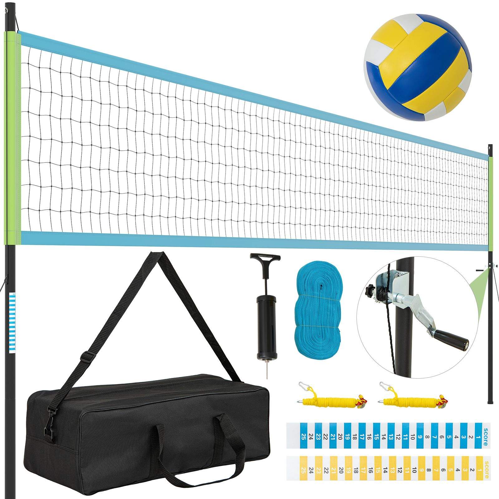 Justerbart utendørs volleyballnettsett – Vanntett, bærbart