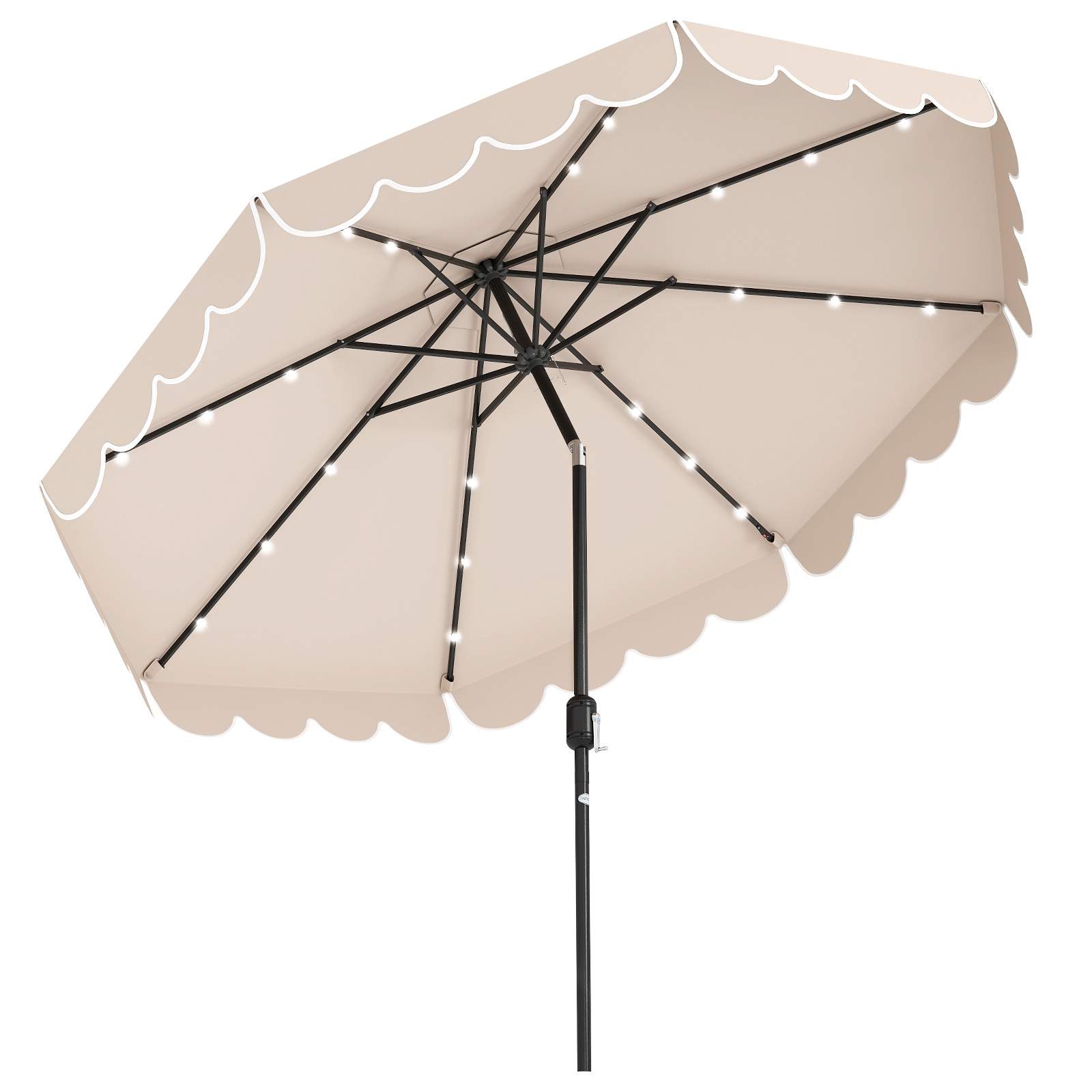 300 cm terrasseparasoll med solcelledrevne LED-lys – beige